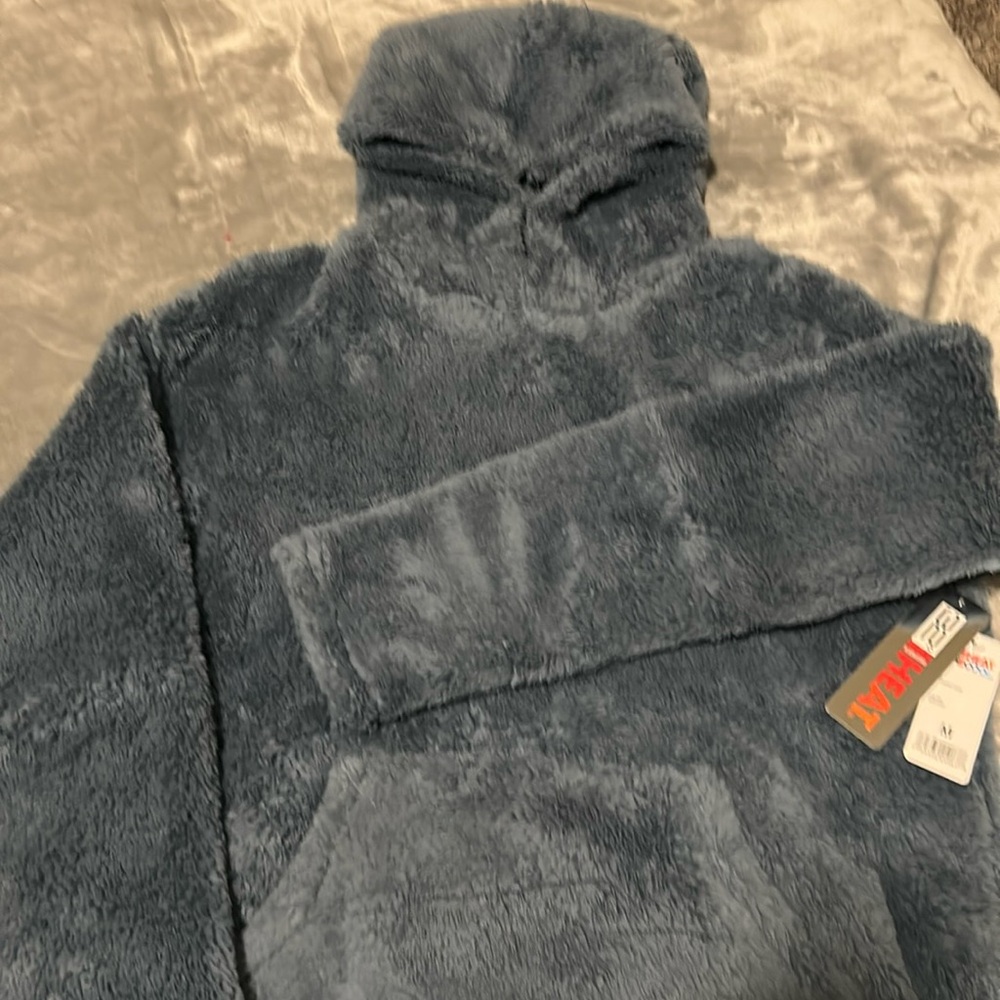 Fluffy fleece hoodie, teal blue by 32 degrees, size medium